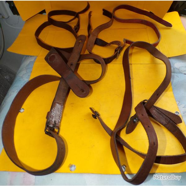 LOT DE 5 SANGLES EN CUIR POUR REPARATIONS DIVERSES , LARGEURS ET LONGUEURS DIVERSES  ,BON  ETAT VOIR