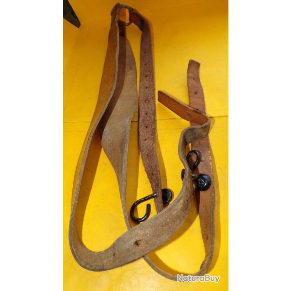 BRELAGE CUIR MILITAIRE DE L'ARMEE FRANCAISE , MODELE ANCIEN , FABRICATION FRANCAISE�, BON ETAT� VOIR