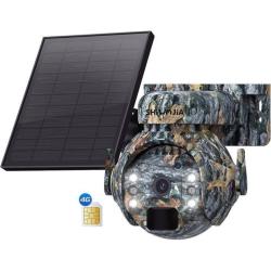 Cam&eacute;ra Chasse 4G PTZ 360&deg; 4MP Solaire Vision Nocturne D&eacute;tection Mouvement Camouflage