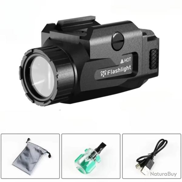 Lampe Tactique Rechargeable 800 Lumens Rail Picatinny 20 mm Airsoft Tir Sportif