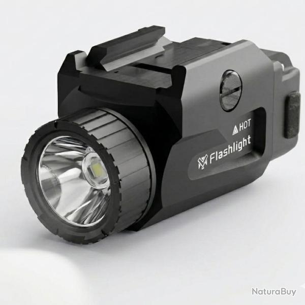 Lampe Rail Picatinny Rechargeable 800 Lumens 4 Modes Puissante Airsoft Tactique