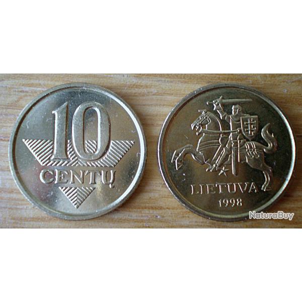 Lituanie 10 Centu 1998 Neuve Europe Centrale Lion Animal Piece