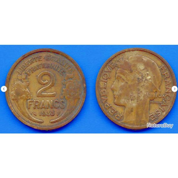 France 2 Francs 1933 Morlon Piece Frcs Frs Frc