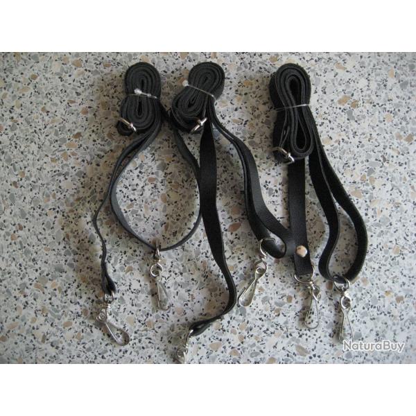 Trois bretelles en cuir pour corne d'appel ou pibole ( 1,20 m x15 mm )