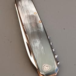 ANCIEN COUTEAU 3 pi&egrave;ces, PARAPLUIE &Agrave; L'&Eacute;PREUVE, THIERS, XX&egrave;me, manche CORNE.