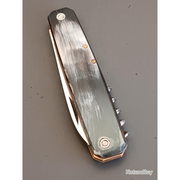 ANCIEN COUTEAU 3 pi�ces, PARAPLUIE � L'�PREUVE, THIERS, XX�me, manche CORNE.