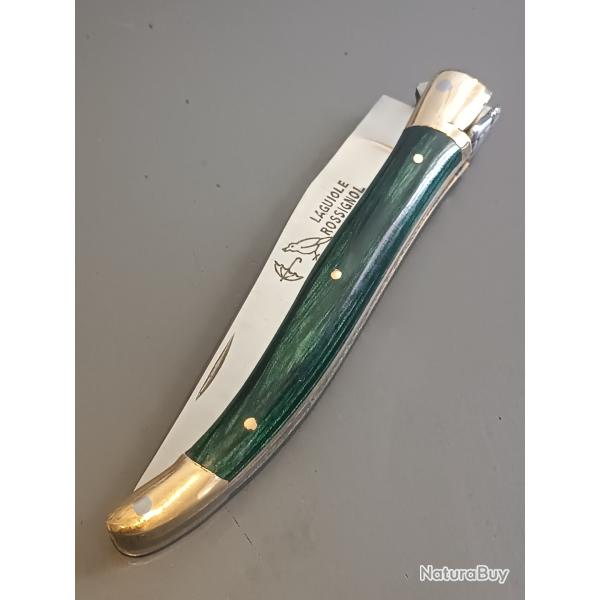 ANCIEN COUTEAU LAGUIOLE, ROSSIGNOL PARAPLUIE � L'�PREUVE, THIERS, XX�me, BOIS STAMINA, guilloch�