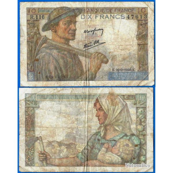 France 10 Francs 1946 Billet Mineur Franc Frc Frs Frcs