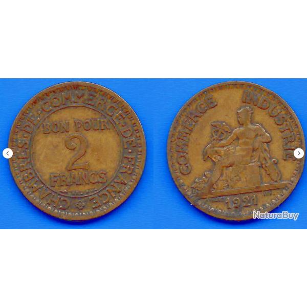 France 2 Francs 1921 Chambre des Commerces Franc Cent