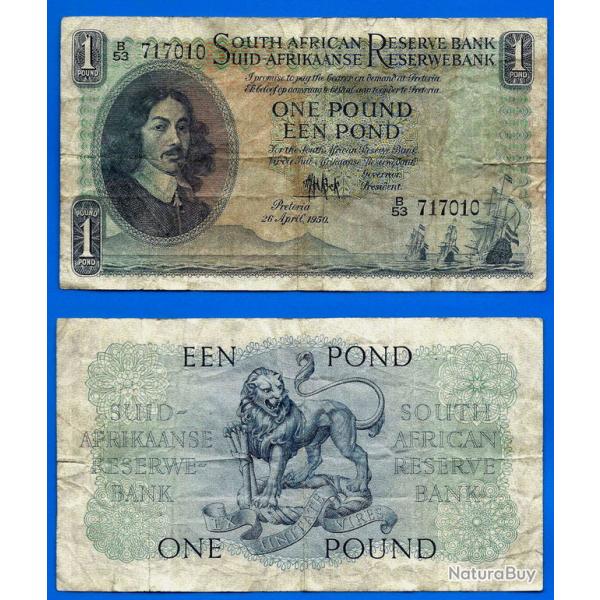 Afrique Du Sud 1 Pound 1950 26 Avril Billet Animal Lion Rand