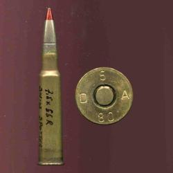 7.5 x 55 R Suisse Spotter - RARE - balle traceuse pointe rouge -  marquage : D 5 A 80