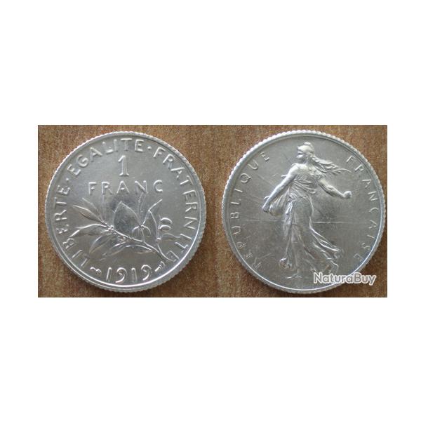 France 1 Franc 1919 Neuve Piece Semeuse Argent Francs