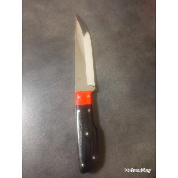 Superbe couteau  Gerard Masse MG , manche micarta Lame poli miroir , tranchant rasoir !!