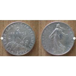 France 2 Francs 1901 Semeuse Piece Argent Europe Franc Frcs Frc