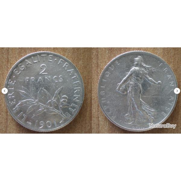 France 2 Francs 1901 Semeuse Piece Argent Europe Franc Frcs Frc