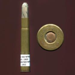 .400/360 NITRO - RARE - balle FRASER pr&eacute;fendue - marquage : ELEY NITRO 400/360