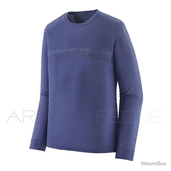 Tee shirt PATAGONIA Cap Cool Merino Blend Graphic Shirt Strata Stripe Solstice Purple XS