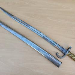 Sabre ba&iuml;onnette 1866 pour fusil Chassepot guerre 1870 ww1 France prise allemande Prusse