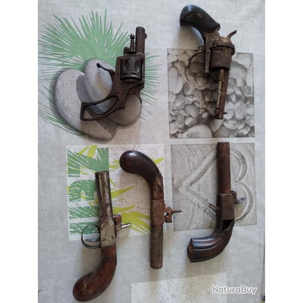 Lot de pistolet poudre noire et v�lodog 7mm � restaurer ou pour pi�ces