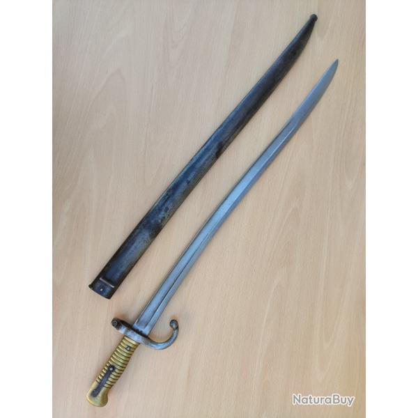 Sabre ba�onnette 1866 pour fusil Chassepot guerre 1870 ww1 n3 m�me num�ro