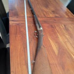 Fusil juxta ancien cal 16/65 crosse anglaise canon St Etienne BREUIL A bascule jasp&eacute;e fines gravures