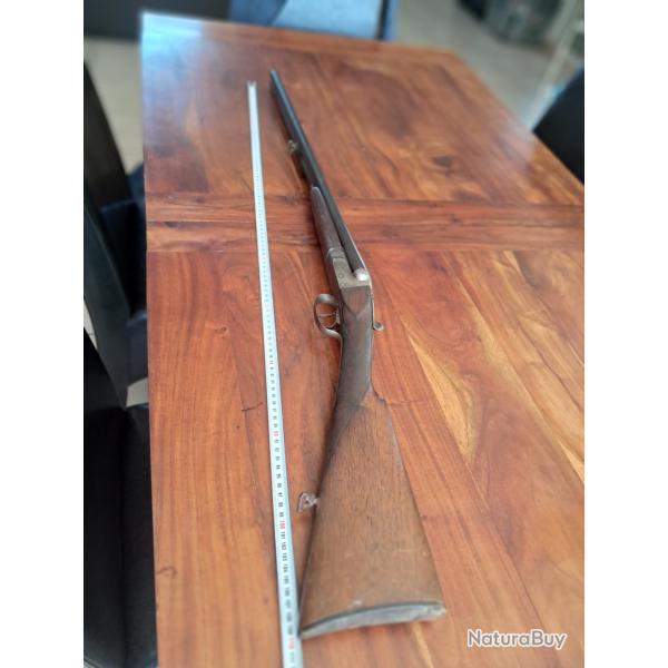 Fusil juxta ancien cal 16/65 crosse anglaise canon St Etienne BREUIL A bascule jasp�e fines gravures