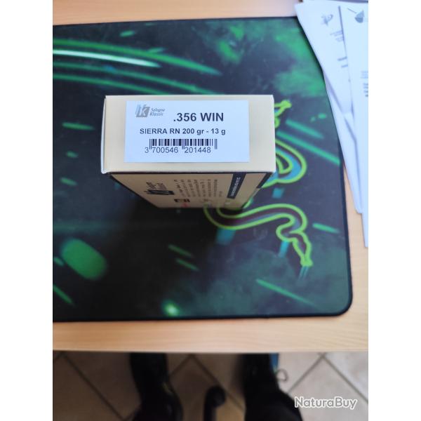 balles calibre 356 winchester 1 boite