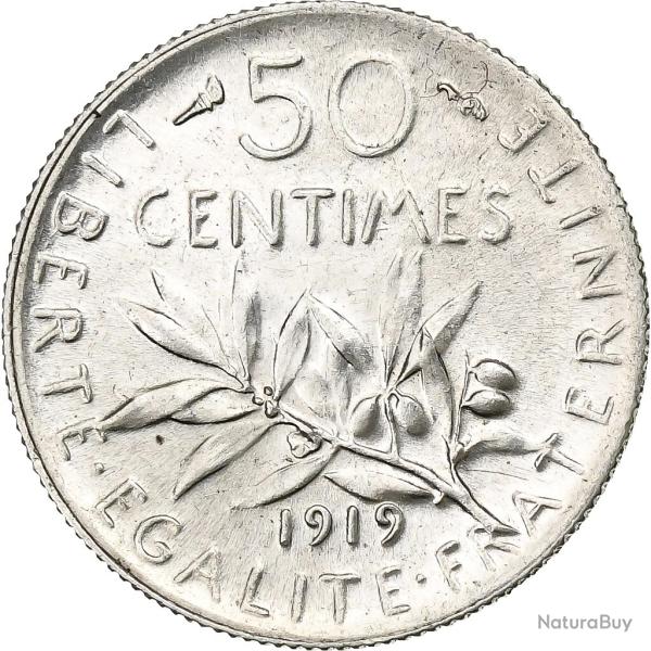 M�tal Argent  Valeur faciale 50 Centimes  Pays France  Ann�e 1919  Gadoury