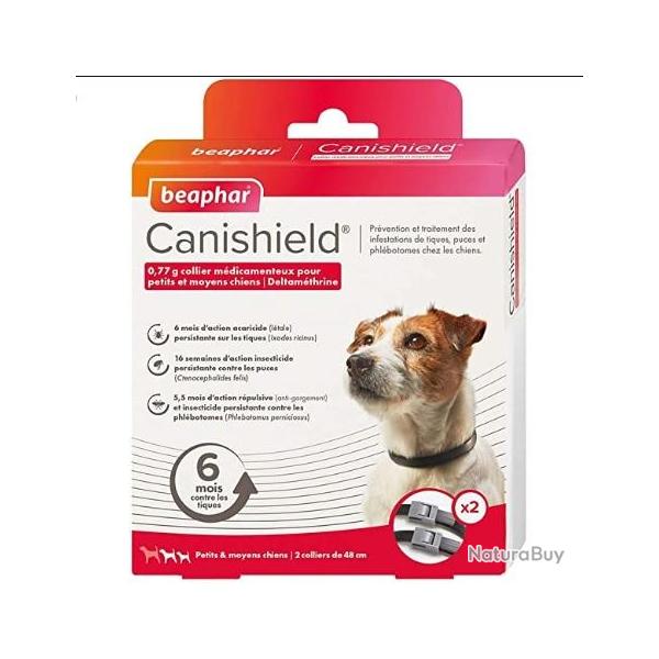BEAPHAR Collier CANISHIELD PETITS ET MOYENS CHIENS 48 CM X2