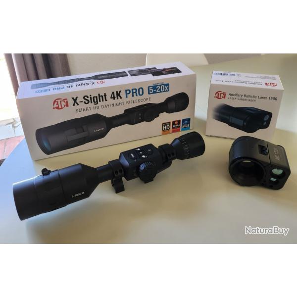Pack lunette vision nocturne infrarouge ATN X- Sight 4K Pro zoom 5-20X + t�l�m�tre laser ATN 1500