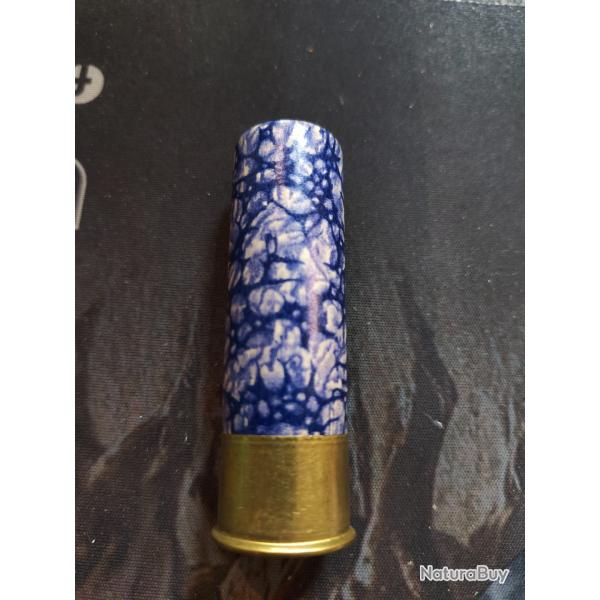 Cartouche Manufrance cal 10/75 marbr� bleu