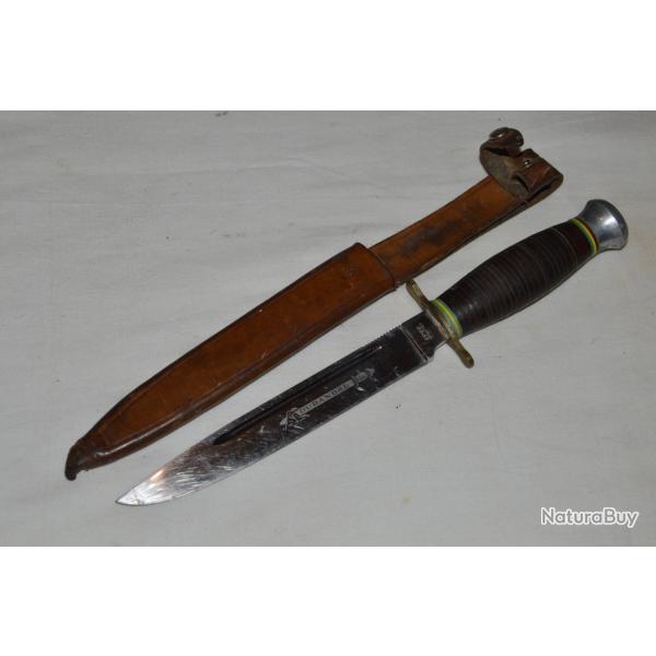 COUTEAU SABATIER "DURANDAL" AVEC FOURREAU EN CUIR-POIGNARD DE CHASSE OU POIGNARD DE SCOUT