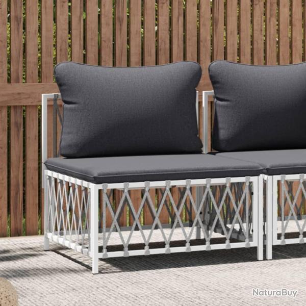 Canap� central de jardin avec coussins blanc tissu tiss�