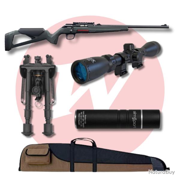 PACK CARABINE XPERT VERT .22LR + LUNETTE - SILENCIEUX - BIPIED