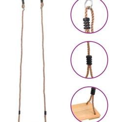 Balan&ccedil;oire planche bois pin 200 cm corde r&eacute;glable s&eacute;curit&eacute; enfant