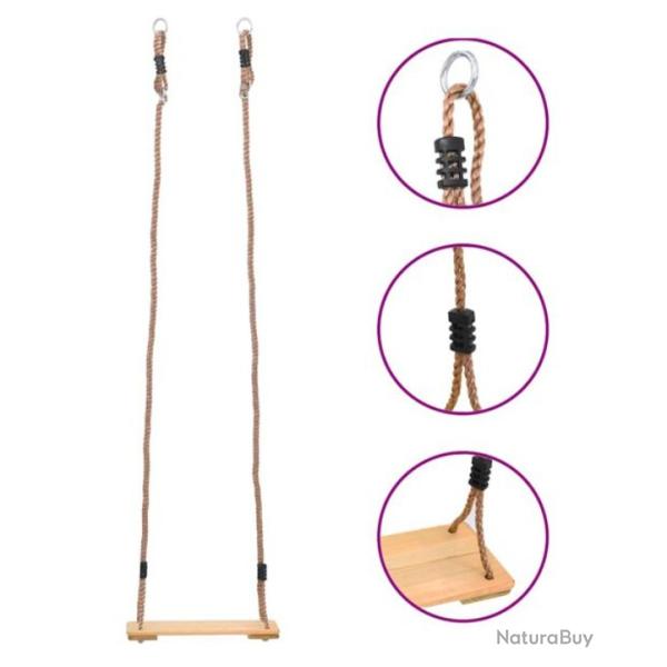 Balan�oire planche bois pin 200 cm corde r�glable s�curit� enfant