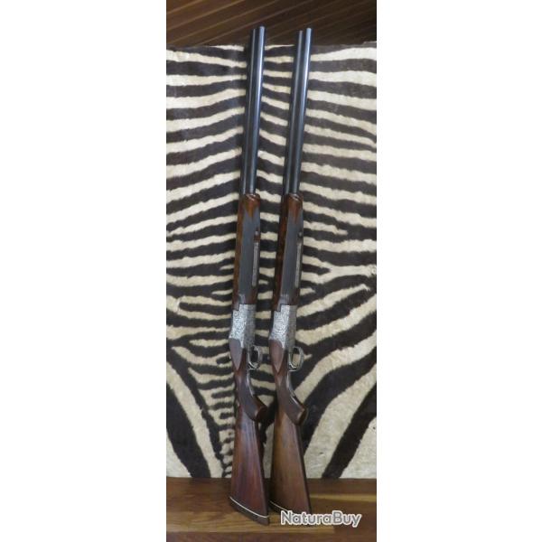Paire de fusils WINCHESTER Mod.400 cal.12/70 canons 71 cm gravures artisanales