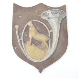 Ancien blason peint insigne 30e BCP Bataillon de Chasseurs &agrave; Pied. En pointe toujours