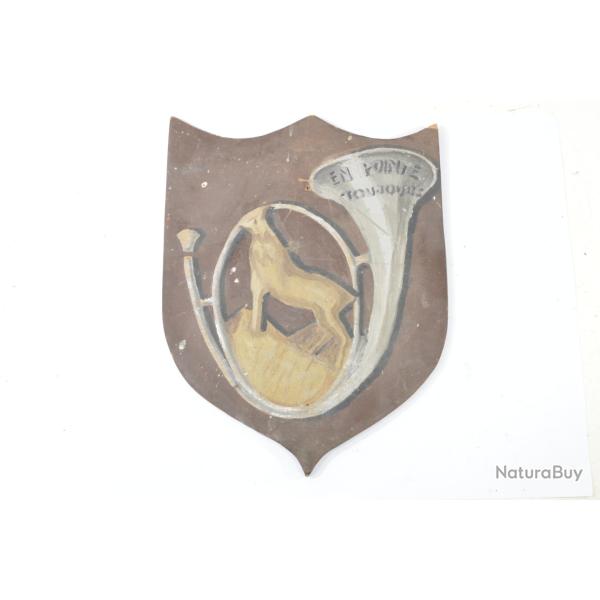Ancien blason peint insigne 30e BCP Bataillon de Chasseurs � Pied. En pointe toujours