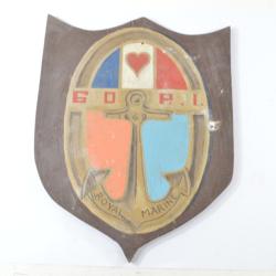 Ancien blason peint insigne 60 RI R&eacute;giment d'Infanterie ROYAL MARINE