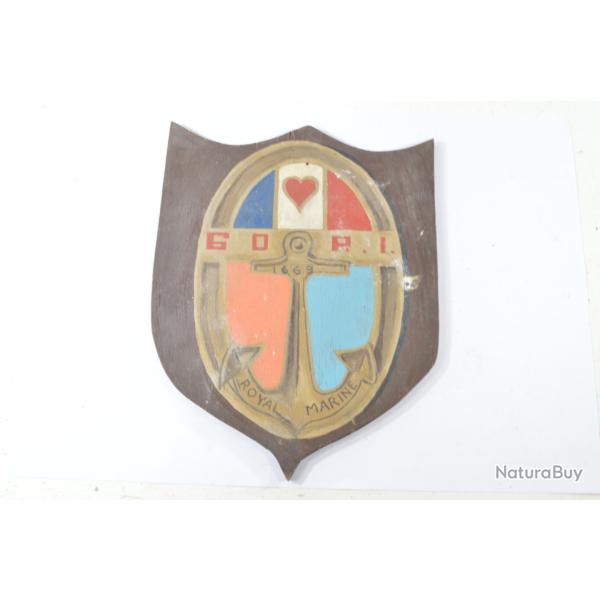 Ancien blason peint insigne 60 RI R�giment d'Infanterie ROYAL MARINE