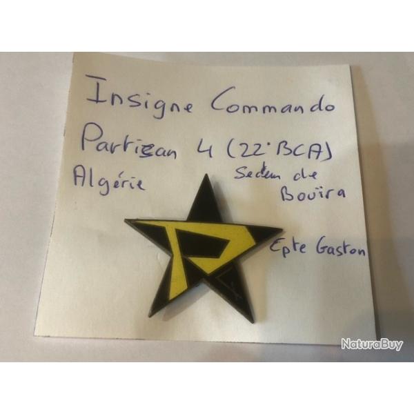 Rare Insigne Commando Partisan 4 (22�me BCA) - Guerre d'Alg�rie