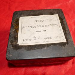 Boite vide d'amorces 5.5 &agrave; enclumes fabrication ATS de 1975