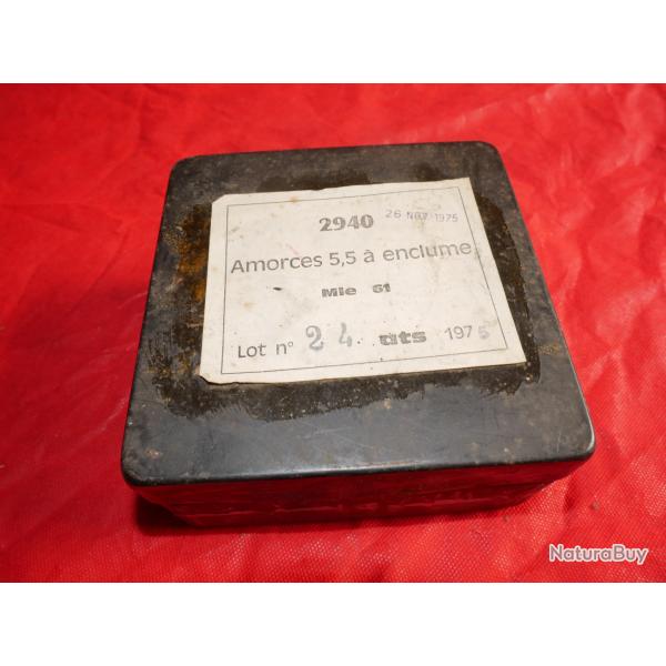 Boite vide d'amorces 5.5 � enclumes fabrication ATS de 1975