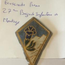 Triangle de Bras en tissus de la 27&egrave;me Brigade d'Infanterie de Montagne - Guerre d'Alg&eacute;rie