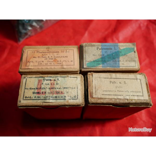 Lot de 4 boites vides de cartouches de Mauser WW2