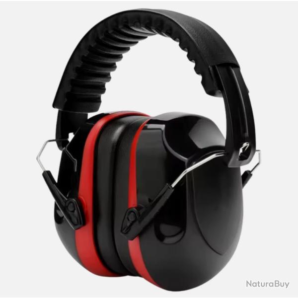 Casque Anti-Bruit R�glable SNR 34 dB Cache-Oreilles Protection Auditive Rouge et Noir