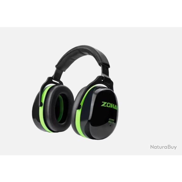 ZOHAN Casque Antibruit 28dB - Protection Auditive Confortable et R�glable Vert
