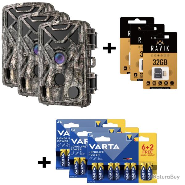 "NOUVEAUT� 2026" Lot de 3 PACKS Pi�ge photographique RAVIK RAV 100