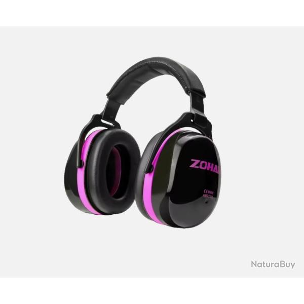 ZOHAN Casque Antibruit 28dB - Protection Auditive Confortable et R�glable Noir et Rose
